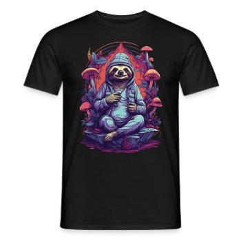 Faultier Wald Pilze Psychedelic Art Musik Festival - Männer T-Shirt - Schwarz - Vorne - AI Model Male 178 light (178cm)
