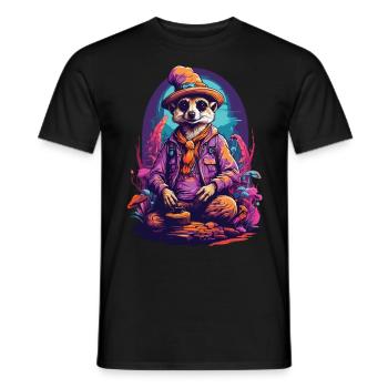 Vivid Colors Music Festival Forest Mushrooms - Men's T-Shirt - black - Front - AI Model Male 178 light (178cm)