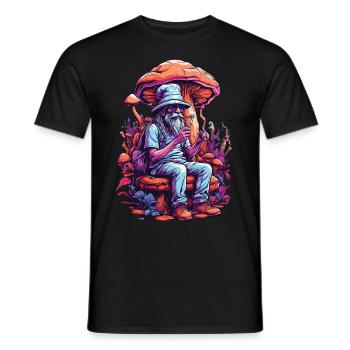 Wald Pilze Psychedelic Art Musik Festival Goa - Männer T-Shirt - Schwarz - Vorne - AI Model Male 178 light (178cm)