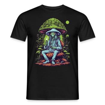 Lebendige Farben Musik Festival Wald Pilze - Männer T-Shirt - Schwarz - Vorne - AI Model Male 178 light (178cm)