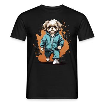 Shih Tzu Streetwear Jogging Aesthetic Fitness - Men's T-Shirt - black - Front - AI Model Male 178 light (178cm)