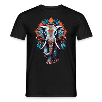 Elefant Spirituelles Mandala Traumfänger Design - Männer T-Shirt - Schwarz - Vorne - AI Model Male 178 light (178cm)