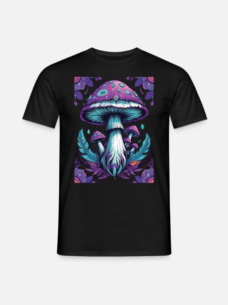Spiritual Mushroom Mandala Enlightenment - Men's T-Shirt - black