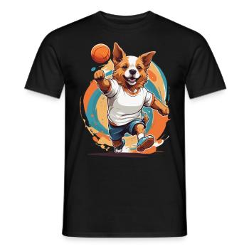 Chien mignon joueur de handball streetwear - T-shirt homme - noir - Devant - AI Model Male 178 light (178cm)