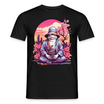 Asia Frog Streetwear Aesthetic Design - Men's T-Shirt - black - Front - AI Model Male 178 light (178cm)