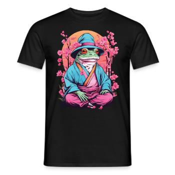 Grenouille asiatique Streetwear esthétique vintage - T-shirt homme - noir - Devant - AI Model Male 178 light (178cm)