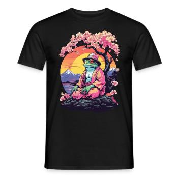 Frosch Streetwear Aesthetic Vintage - Männer T-Shirt - Schwarz - Vorne - AI Model Male 178 light (178cm)