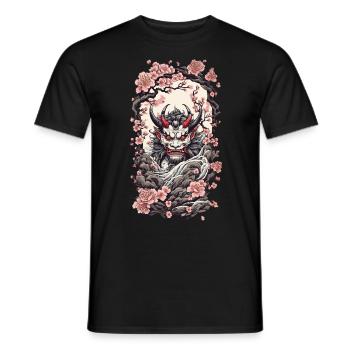Fleur de cerisier Yokai Oni japonais démon Design - T-shirt homme - noir - Devant - AI Model Male 178 light (178cm)