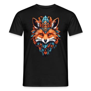 Fox Spiritual Mandala Dream Catcher Design - Men's T-Shirt - black - Front - AI Model Male 178 light (178cm)
