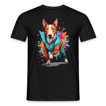 Bull Terrier Streetwear Jogging Aesthetic Style - Men's T-Shirt - black - Front - AI Model Male 178 light (178cm)
