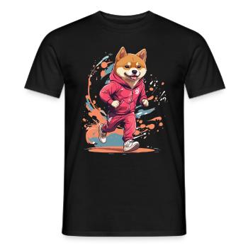 Shiba Dog Streetwear Jogging & Aesthetic Style - Men's T-Shirt - black - Front - AI Model Male 178 light (178cm)