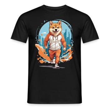 Shiba Dog Streetwear Jogging Aesthetic Fitness - Men's T-Shirt - black - Front - AI Model Male 178 light (178cm)