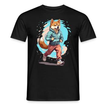 Shiba Chien Streetwear Jogging Style Esthétique - T-shirt homme - noir - Devant - AI Model Male 178 light (178cm)
