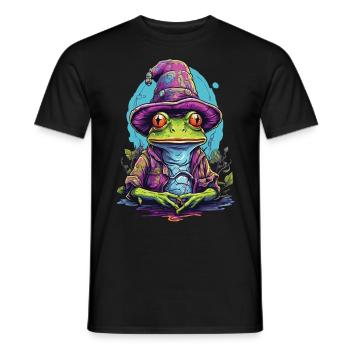 Mystic frog with magic hat - Men's T-Shirt - black - Front - AI Model Male 178 light (178cm)