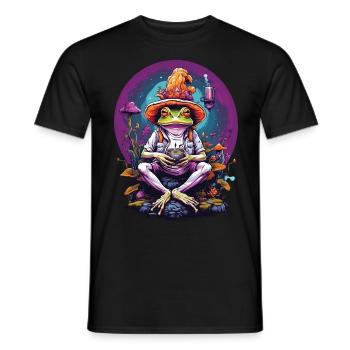 Frosch Psychedelic Art Wald Pilze Musik Festival - Männer T-Shirt - Schwarz - Vorne - AI Model Male 178 light (178cm)