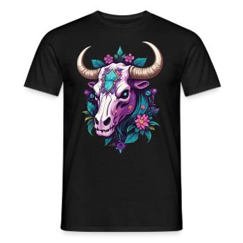 Bull Skull Spirituelles Mandala Traumfänger - Männer T-Shirt - Schwarz - Vorne - AI Model Male 178 light (178cm)