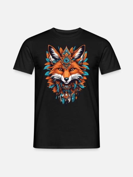 Fuchs Spirituelles Mandala Tier Traumfänger Design - T-shirt herr - svart
