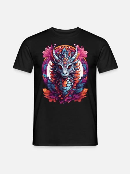 Drachen Spirituelles Mandala Tier Traumfänger - Männer T-Shirt - Schwarz
