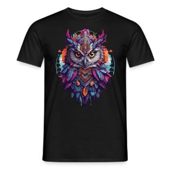 Eule Spirituelles Mandala Tier Traumfänger Design - Männer T-Shirt - Schwarz - Vorne - AI Model Male 178 light (178cm)