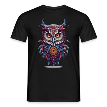 Owl Spiritual Mandala Dream Catcher Design - Men's T-Shirt - black - Front - AI Model Male 178 light (178cm)