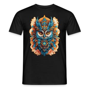 Eule Spirituelles Mandala Tier Traumfänger Design - Männer T-Shirt - Schwarz - Vorne - AI Model Male 178 light (178cm)