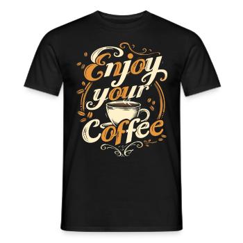 Coffee, Coffee Lover, Coffee Cup, Caffeine, Drink - Men's T-Shirt - black - Front - AI Model Male 178 light (178cm)