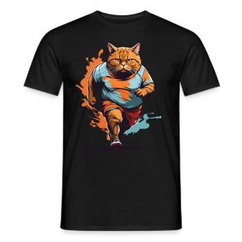 Funny fat cat streetwear jogging look - Men's T-Shirt - black - Front - AI Model Male 178 light (178cm)