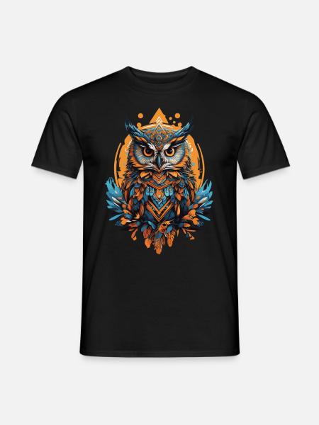 Eule Spirituelles Mandala Tier Traumfänger - Männer T-Shirt - Schwarz