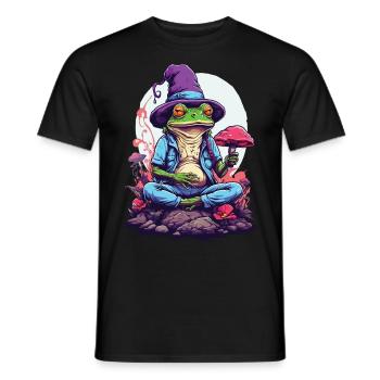 Magischer Frosch Psychedelic Art Wald Pilze - Männer T-Shirt - Schwarz - Vorne - AI Model Male 178 light (178cm)