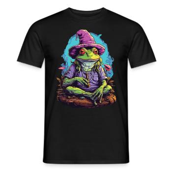 Grenouille Art psychédélique Champignons forestiers Festival de musique - T-shirt homme - noir - Devant - AI Model Male 178 light (178cm)