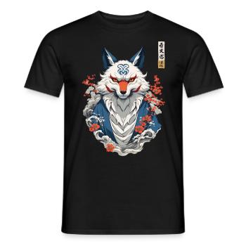 Kitsune Fox Spirit Esthétique Yokai Japon Art - T-shirt homme - noir - Devant - AI Model Male 178 light (178cm)
