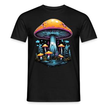 Couleurs vibrantes Champignons forestiers Festival de musique Art - T-shirt homme - noir - Devant - AI Model Male 178 light (178cm)
