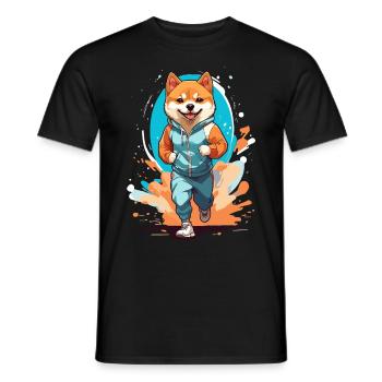 Shiba Dog Streetwear Jogging Aesthetic Style - Men's T-Shirt - black - Front - AI Model Male 178 light (178cm)