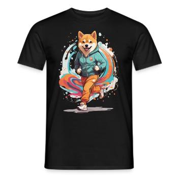 Shiba Dog Streetwear Jogging Aesthetic Fitness - Men's T-Shirt - black - Front - AI Model Male 178 light (178cm)