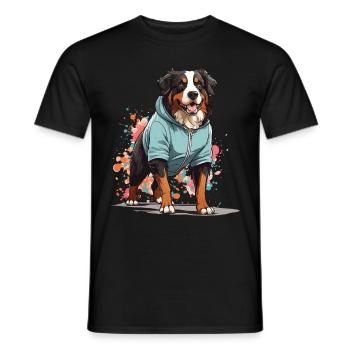 Border Collie Streetwear Jogging Style Esthétique - T-shirt homme - noir - Devant - AI Model Male 178 light (178cm)