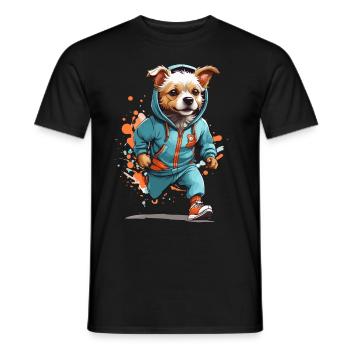 Dog Streetwear Jogging Aesthetic Fitness Style - Men's T-Shirt - black - Front - AI Model Male 178 light (178cm)