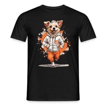 Dog Streetwear Jogging Aesthetic Fitness Style - Men's T-Shirt - black - Front - AI Model Male 178 light (178cm)
