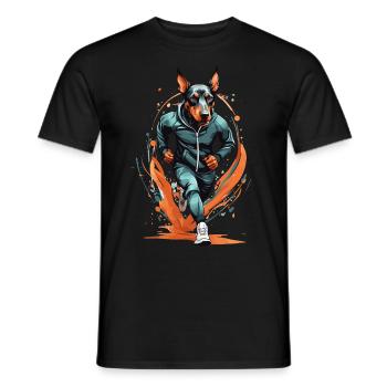 Doberman dog streetwear jogging aesthetic - Men's T-Shirt - black - Front - AI Model Male 178 light (178cm)