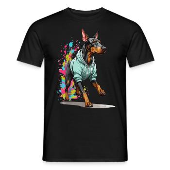 Doberman chien streetwear esthétique fitness - T-shirt homme - noir - Devant - AI Model Male 178 light (178cm)