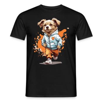 Dog Streetwear Jogging Aesthetic Fitness Style - Men's T-Shirt - black - Front - AI Model Male 178 light (178cm)