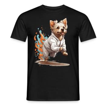 Streetwear Dog Jogging Aesthetic Fitness Style - Men's T-Shirt - black - Front - AI Model Male 178 light (178cm)