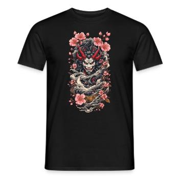 Fleur de cerisier Yokai Oni Esthétique Japon Design - T-shirt homme - noir - Devant - AI Model Male 178 light (178cm)