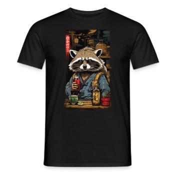 Raton laveur saké japonais et Art Vintage - T-shirt homme - noir - Devant - AI Model Male 178 light (178cm)