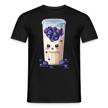 Blaubeeren Niedlicher Milchshake Kawaii Spaß - Männer T-Shirt - Schwarz - Vorne - AI Model Male 178 light (178cm)