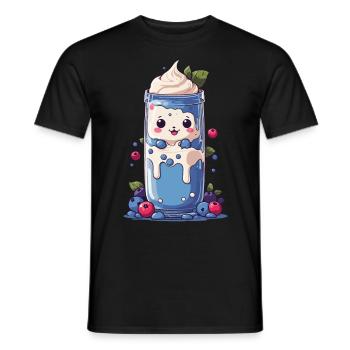 Blaubeeren Kawaii Milchshake Spaß - Männer T-Shirt - Schwarz - Vorne - AI Model Male 178 light (178cm)