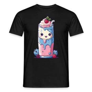 Blueberries Milkshake Fun Kawaii Anime - Men's T-Shirt - black - Front - AI Model Male 178 light (178cm)