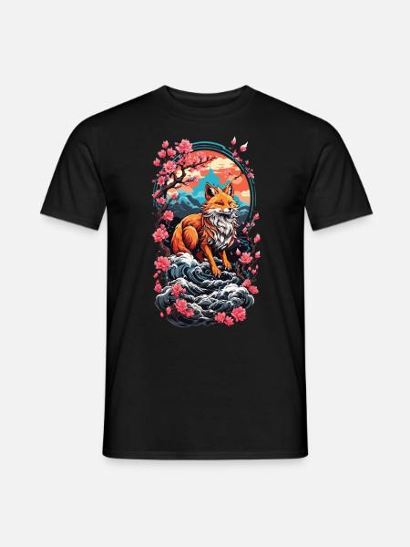 Fox Spirit Kitsune Aesthetic Yokai Streetwear - Men's T-Shirt - black