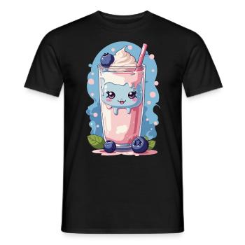 Myrtilles Kawaii Anime Milkshake Fun - T-shirt homme - noir - Devant - AI Model Male 178 light (178cm)