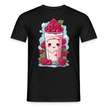 Himbeeren Niedlicher Milchshake Kawaii Anime Spaß - Männer T-Shirt - Schwarz - Vorne - AI Model Male 178 light (178cm)