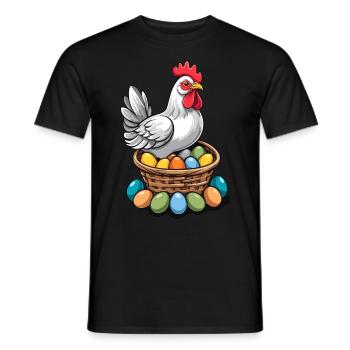 Easter Chicken Colorful Cute Funny Easter Eggs Nest - Men's T-Shirt - black - Front - AI Model Male 178 light (178cm)